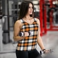 thumbnail image 5 of Fotbe Orange Plaid Womens Loose Fit Casual Flowy Slim-Fit Tank Tops Athletic Round Neck Trendy Sleeveless Summer Tops for Gym and Yoga-, 5 of 7