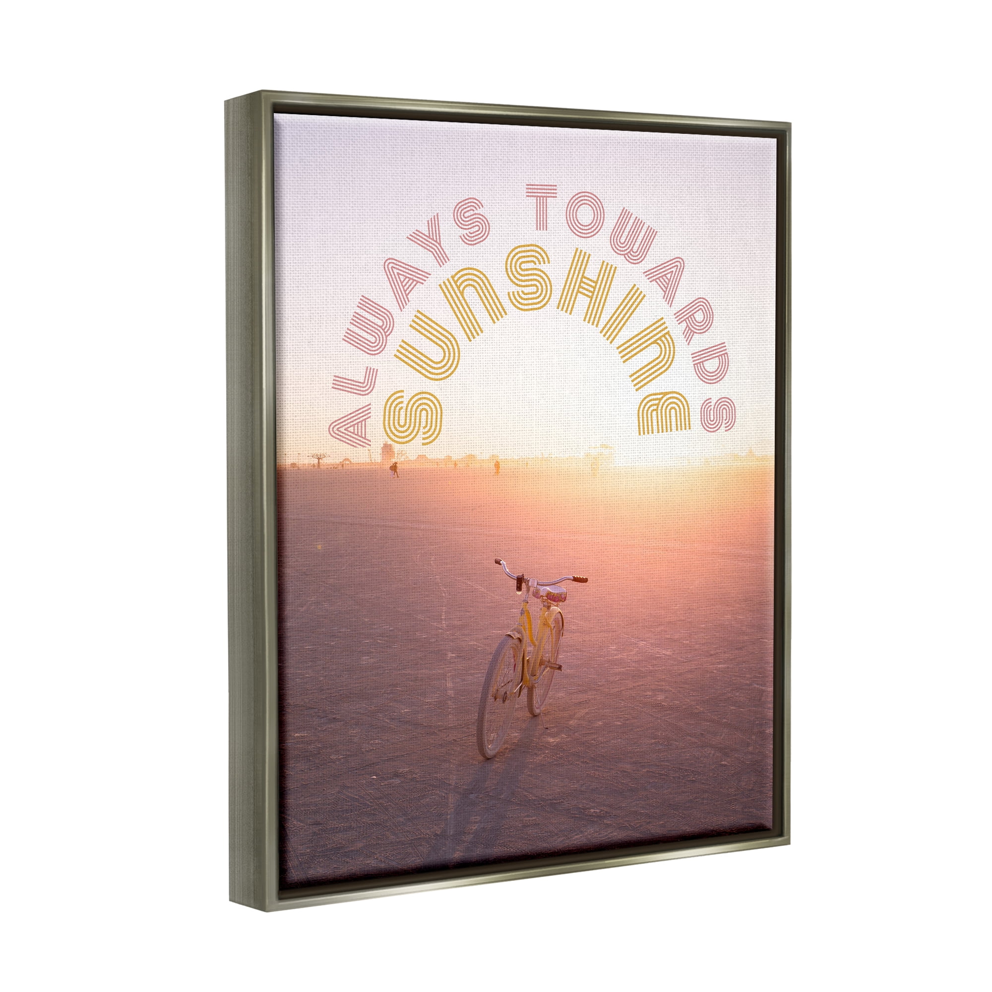 Stupell Industries Always Towards Sunshine Phrase Transportation Painting Gray Floater Framed Art Print Wall Art, 25 x 31