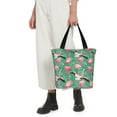 thumbnail image 3 of Vsdgher Tropical Flamingo print Reusable Shopping Grocery Bags for Women Shopping with Pouch Foldable Pouch Lightweight Polyester Fabric, 3 of 6