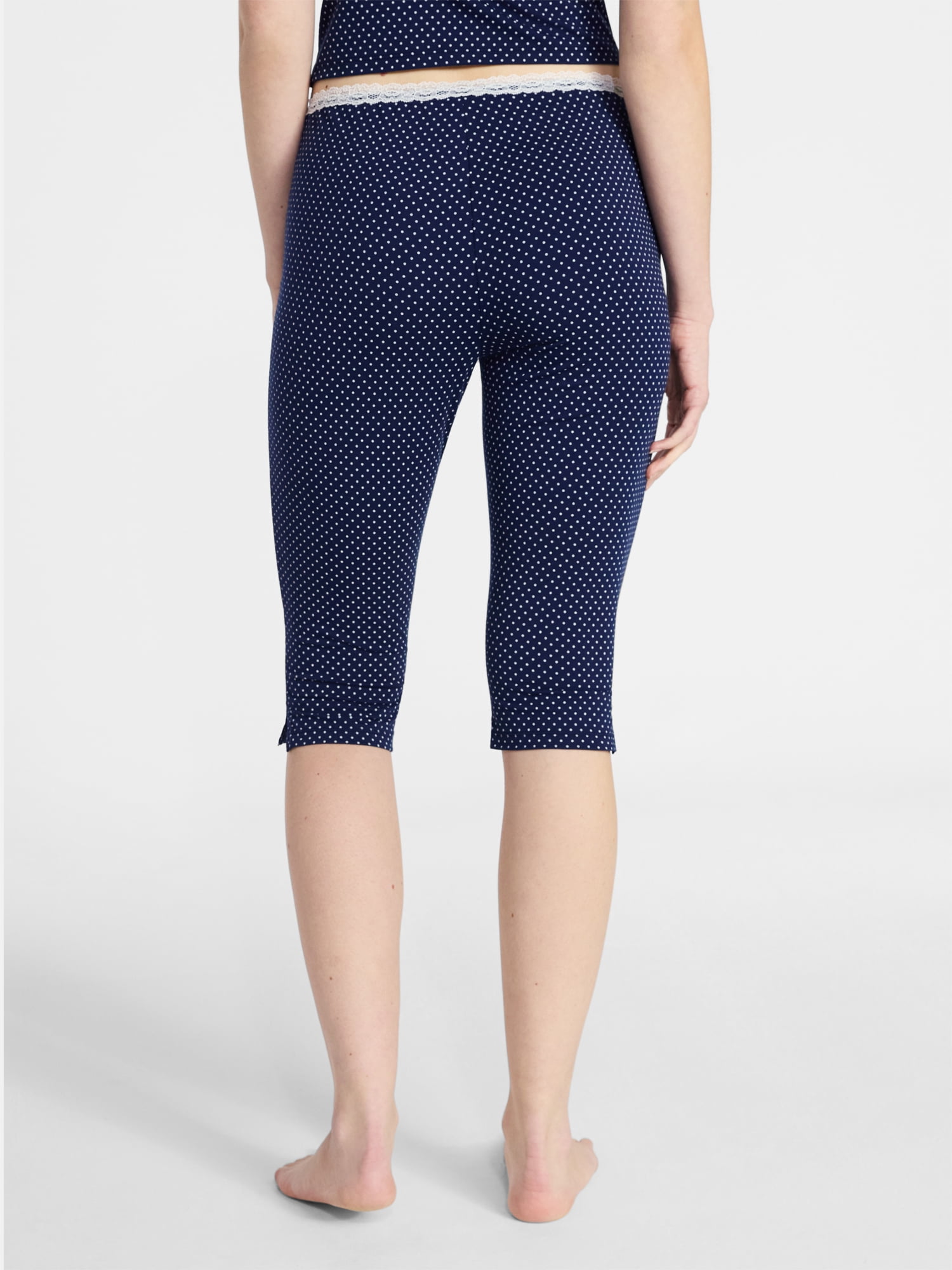 No Boundaries Single Jersey Lace Capri Sleep Pants, Women's XXS-3X