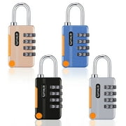 sixwipe 4 Pack 4 Digit Combination Locks, Outdoor Waterproof Padlock, Multifunctional Resettable Combination lock for School Gym Sports Locker, Gate, Luggage, Fence, Tool Box(Black, Grey, Yellow, Blue)