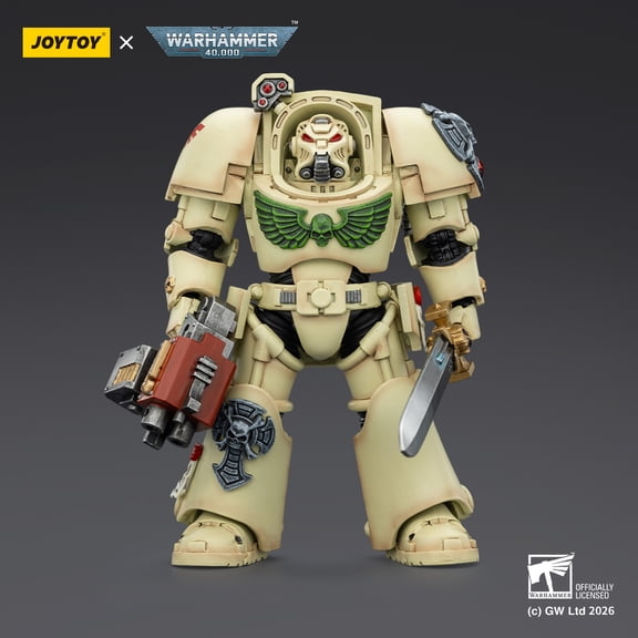 JOYTOY Action Figures Warhammer 40K Terminator Squad 1/18 Movable Model Collectible Figurine Ages 15  (Dark Angels Deathwing Terminator 1 with Power Sword and Storm Bolter)
