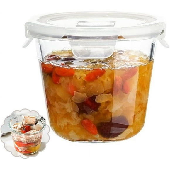 1Pack 24 Oz Glass Soup Storage Container, Glass Meal Prep Container with Airtight Lids, Leakproof Containers for Soup, Microwave Dishwasher Freezer Safe, Round Food Containers