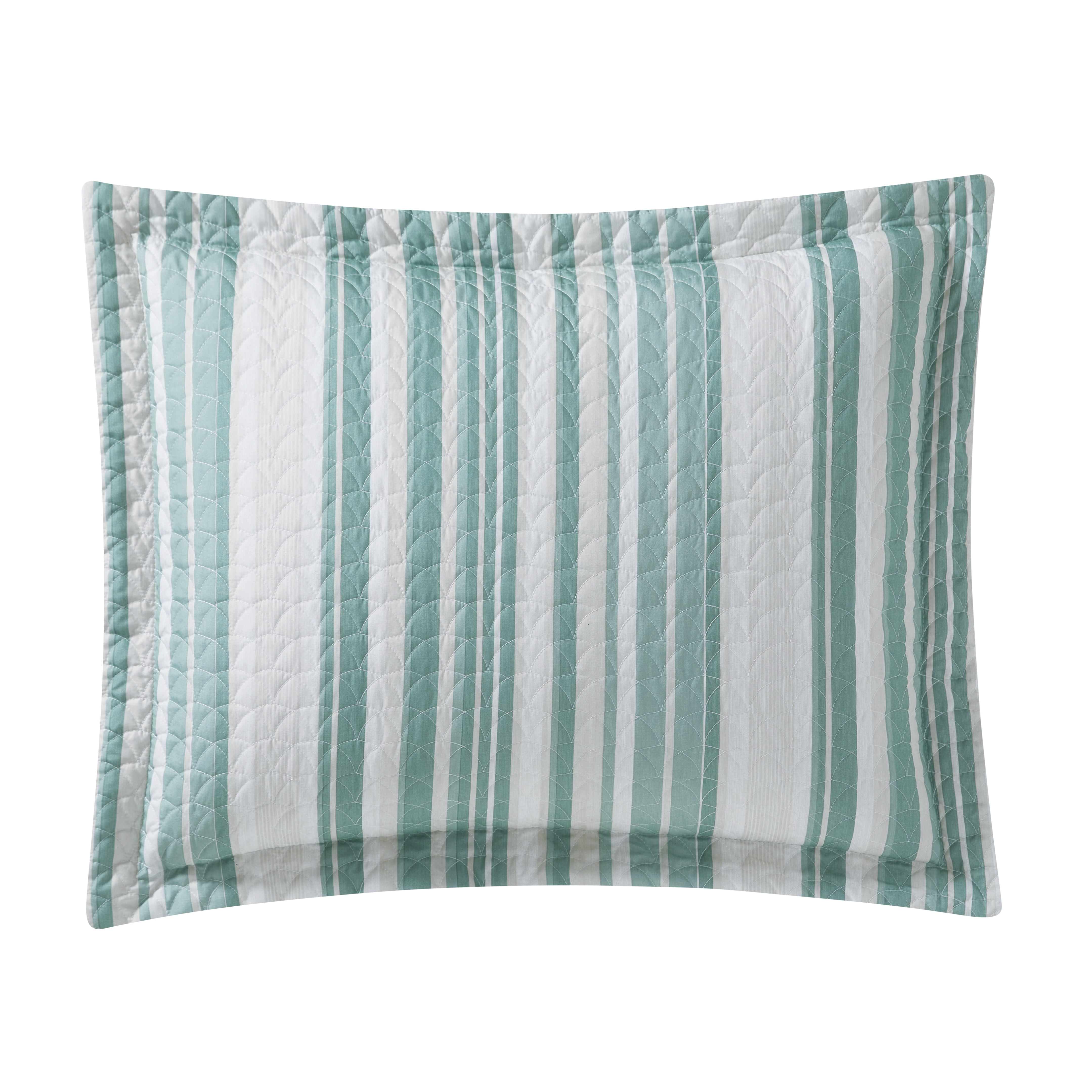 Mainstays Green Vertical Stripe Quilt Sham, Reversible, Standard/Queen, 2 pack, Adult/Teen
