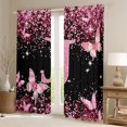 thumbnail image 2 of Manfei Kawaii Monogram J Blackout Curtains,Cute Butterfly Dessert Curtains Pack of 2 (42x84 Each),Pink, 2 of 7