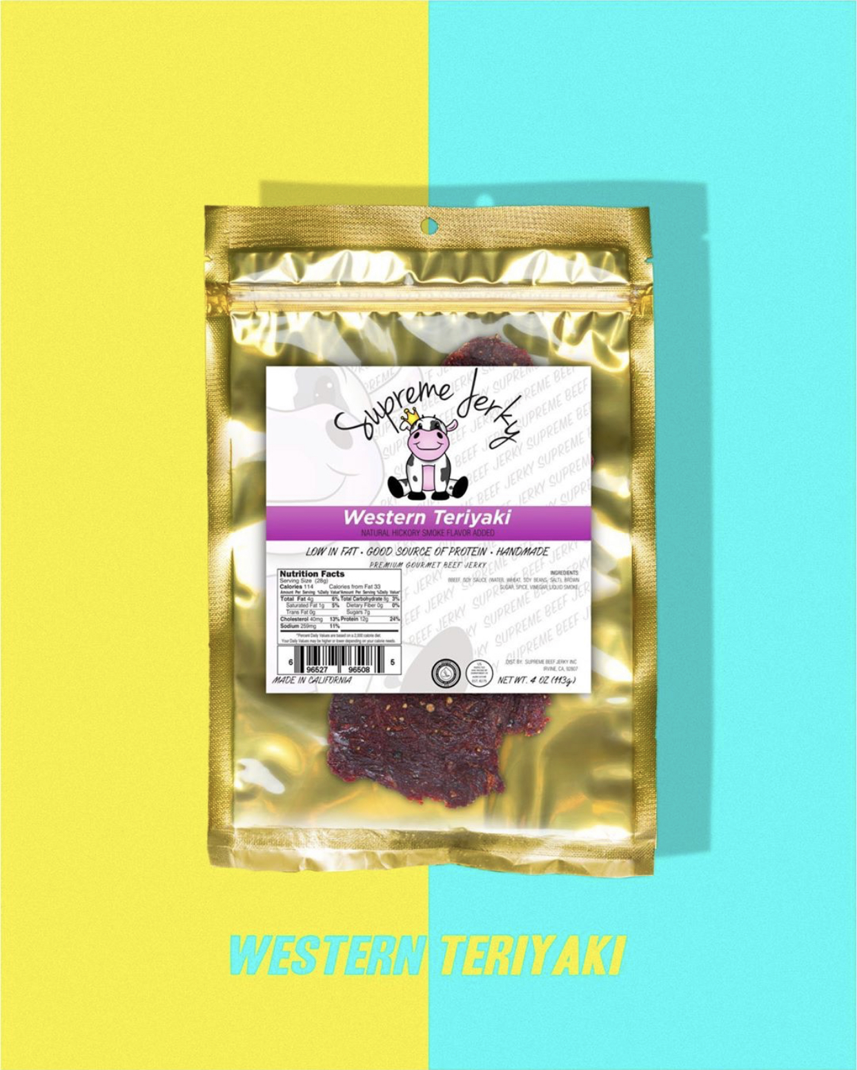 Supreme Beef Jerky Halal Beef Jerky 4 oz (Western Teriyaki) 4 pack