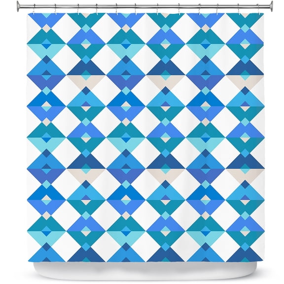 Shower Curtains 70" x 84" from DiaNoche Designs by Julia Grifol - Triangles Blue