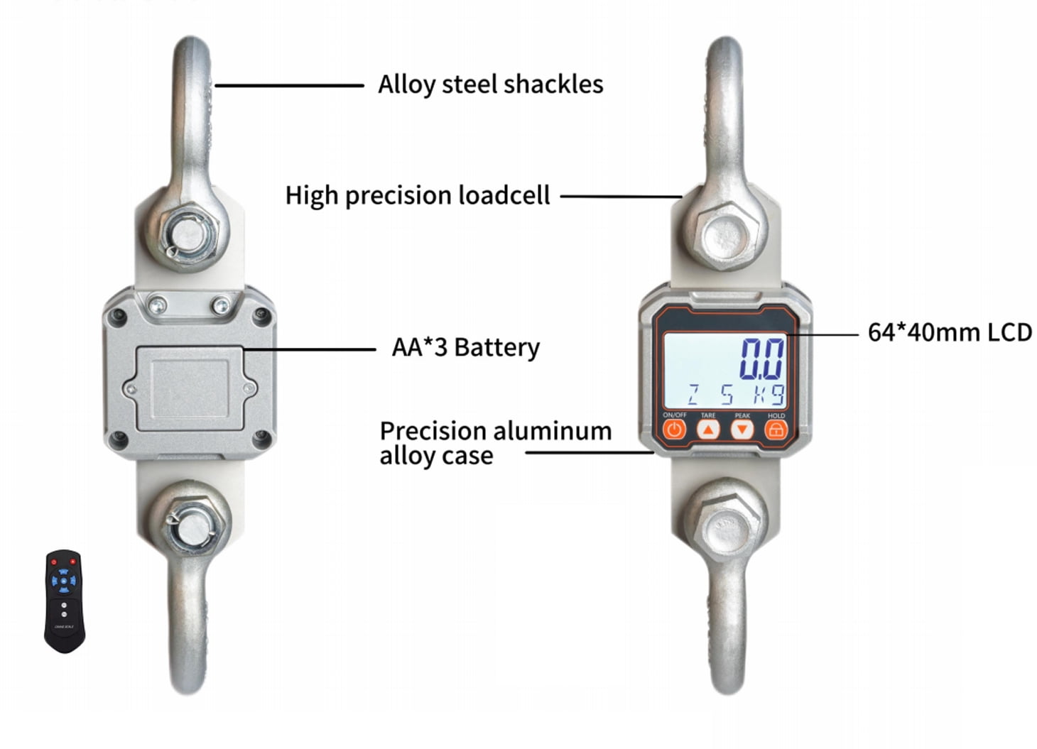 11000lbs/5T Elevator Rope Tension Meter Rope Force Scale Tester Digital Dynamometer Crane Scale 5000kg×2kg