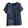 thumbnail image 4 of successthop Womens Work Shirts Short Sleeve Casual Plus Size Crewneck T Shirt Button Lightweight Tops Floral Clothes 2XL, 4 of 4