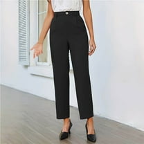 Straight Leg Pants for Woman High Waist Trendy Pants with Pockets for Work and Casual