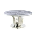 thumbnail image 3 of 6pc. White Marble Dining Set with Lazy Susan and Silver Stainless Steel, 3 of 5