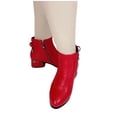 thumbnail image 5 of Zynoxe Boots for Women Soft Pu Leather Boots With Side Zipper Women Elegant Round Toe Ankle Boots Comfy Versatile Low Block Heel Dress Short Boots for Daily Red 6, 5 of 5
