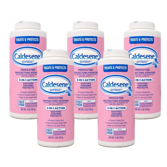 5 Pack - Caldesene Medicated Protecting Powder for Chafed Skin, Treats & Prevent Diaper Rush, 5 OZ