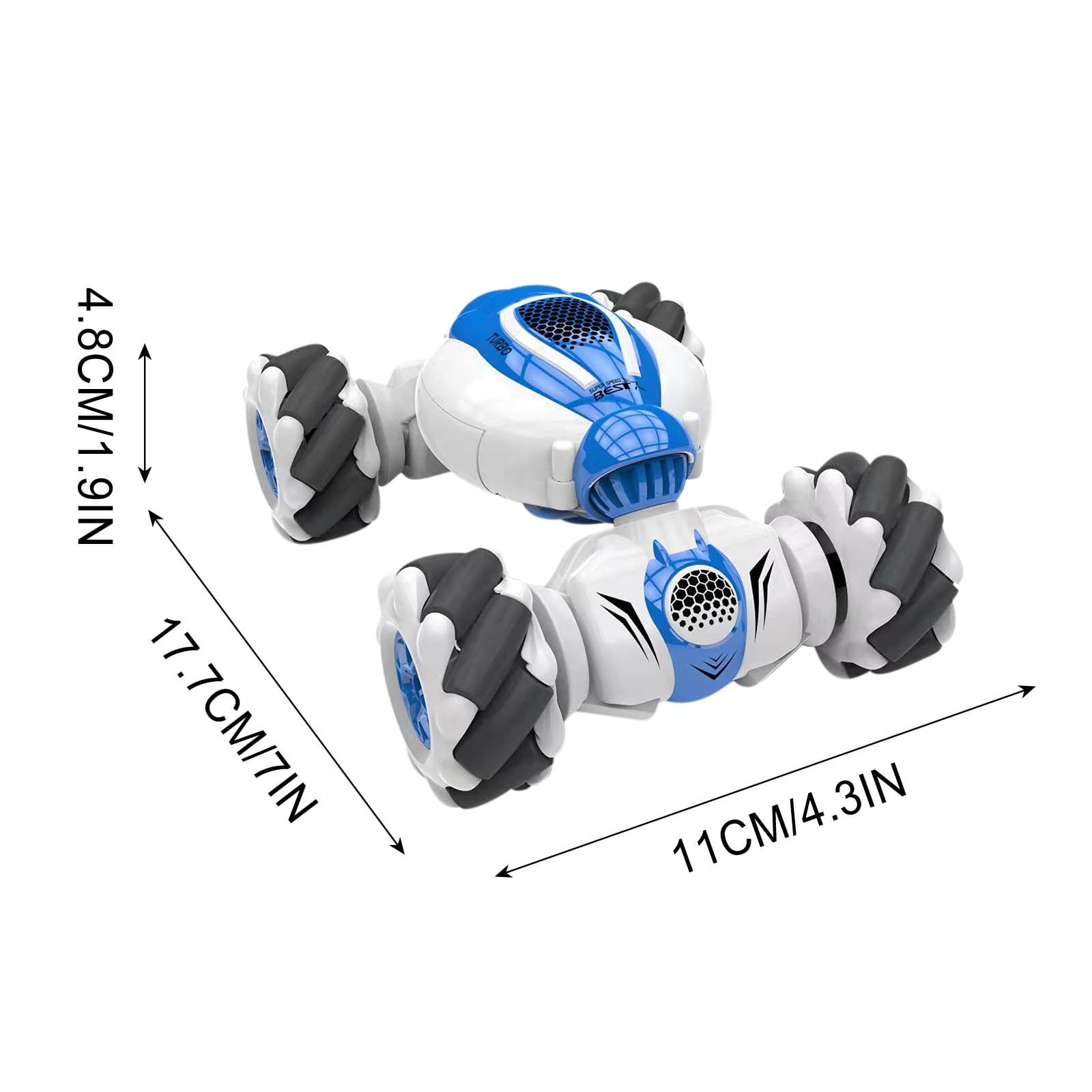 Gesture Watch Remote Control RC Car - Mini 4WD Stunt Drifter w/ 360° Spin & Transforming Body, Age 8+ Blue