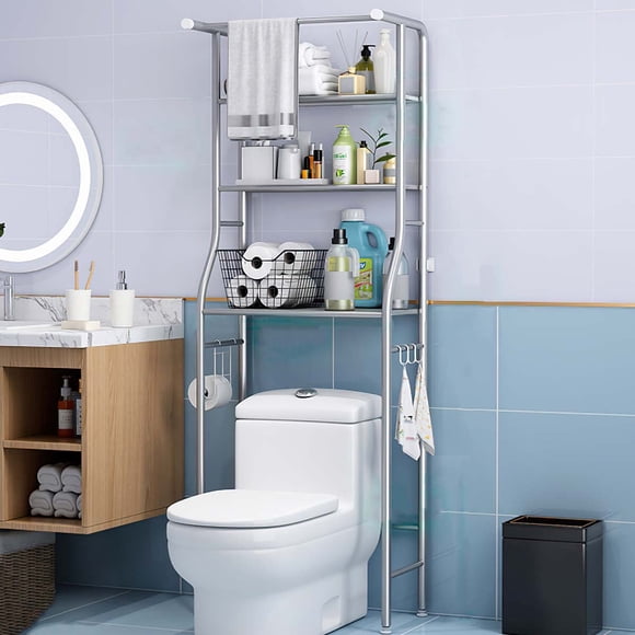 DAQI Estante de Ba&ntilde;o Sobre Inodoro, 3 Niveles Estantes Ahorro de Espacio de Ba&ntilde;o con Ganchos, Toallas Jabon Ducha Estante Repisa, Organizador de Almacenamiento de Ba&ntilde;o