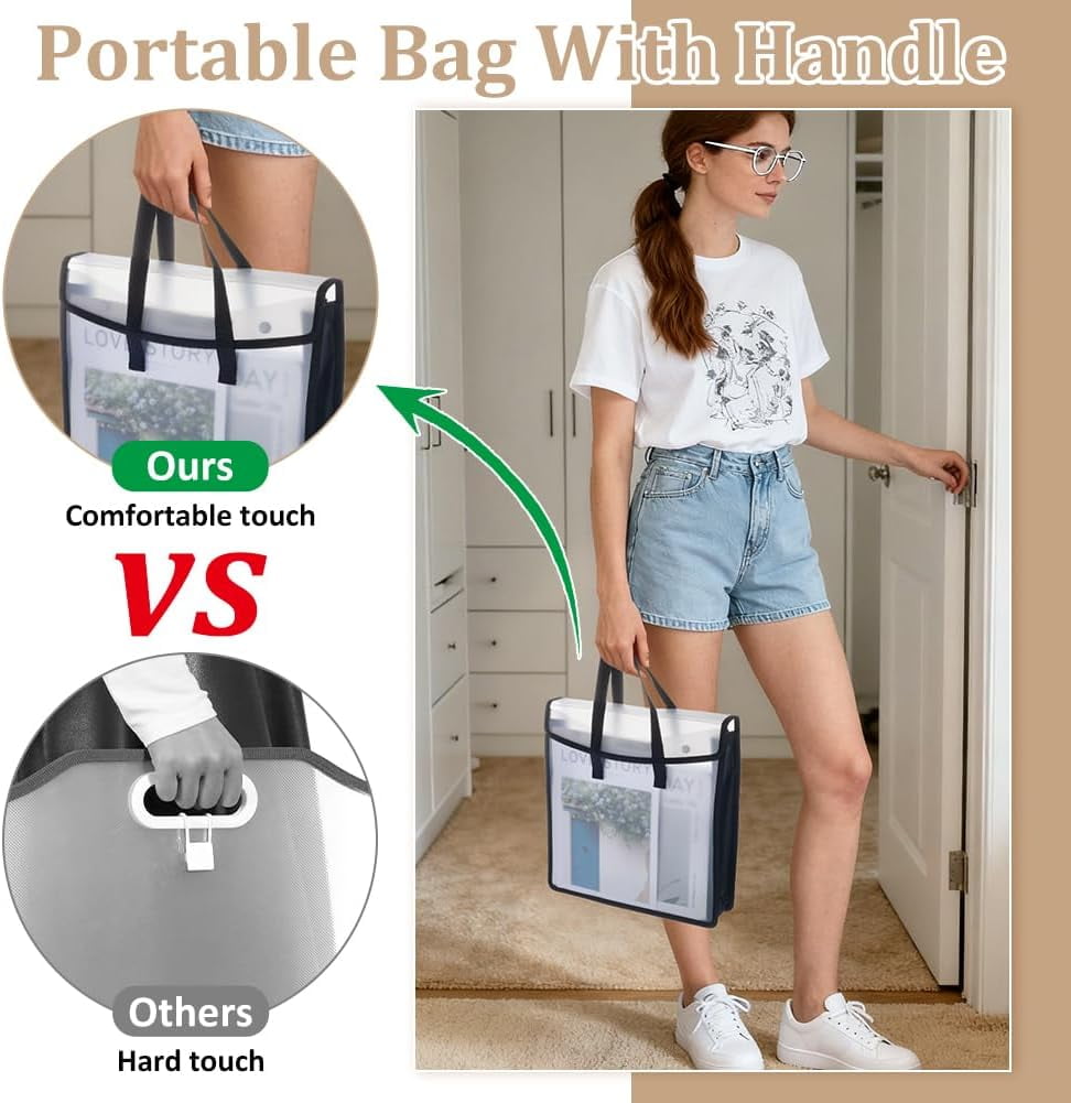 4 Pack Scrapbook Paper Storage Bag 13x3.15x13.58 Inch Art Portfolio Organizer Craft Paper Holder with Clear Window Durable