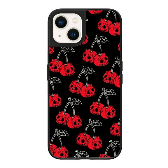 Skeleton Skull | Blood Cherry Phone Case for iPhone 12/12 Pro Case,Beautiful Impact Design Protection Phone Case-Black