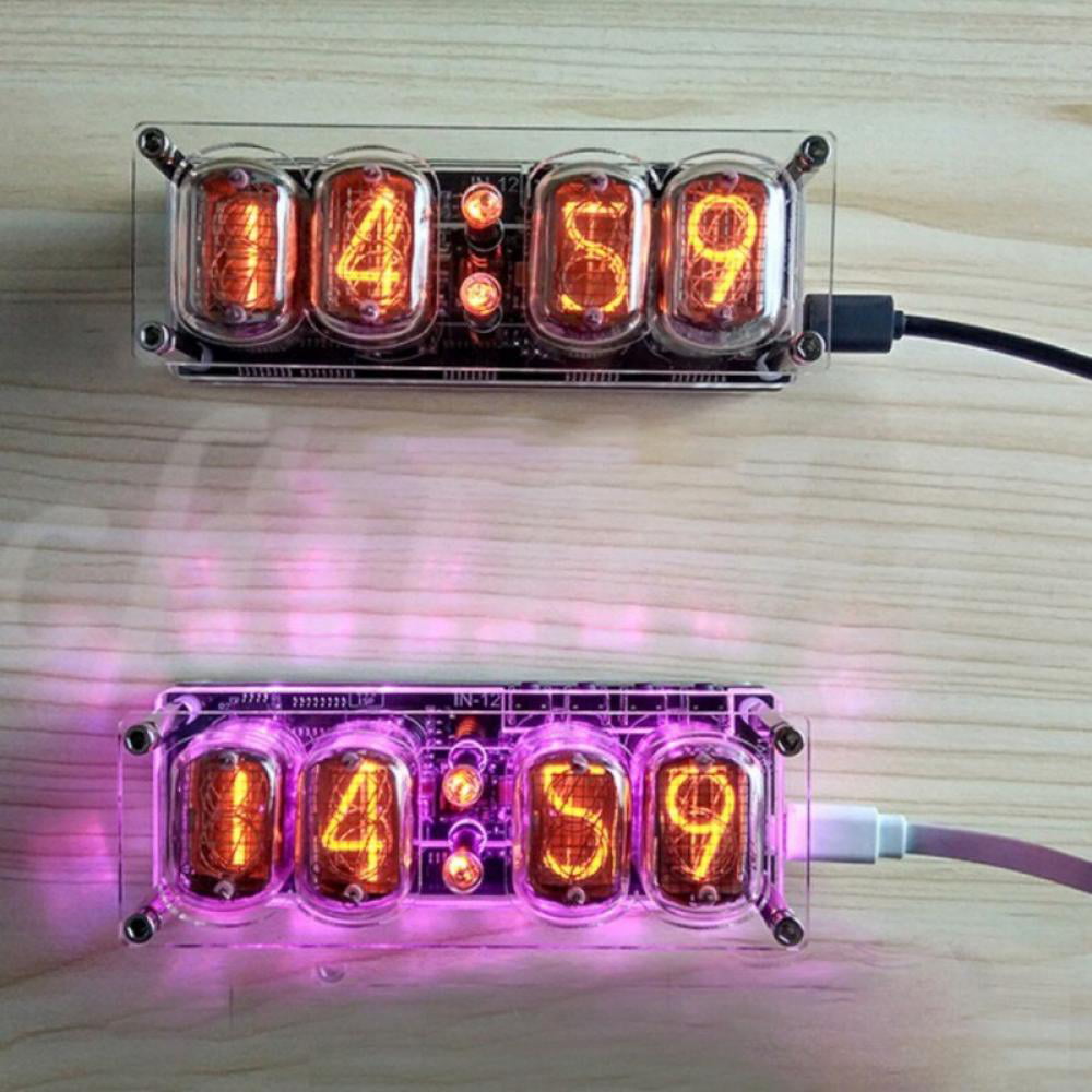 IN-12 Nixie Clock 4-Digit Nixie Tube Clock Time Date Temperature Auto Switching 
