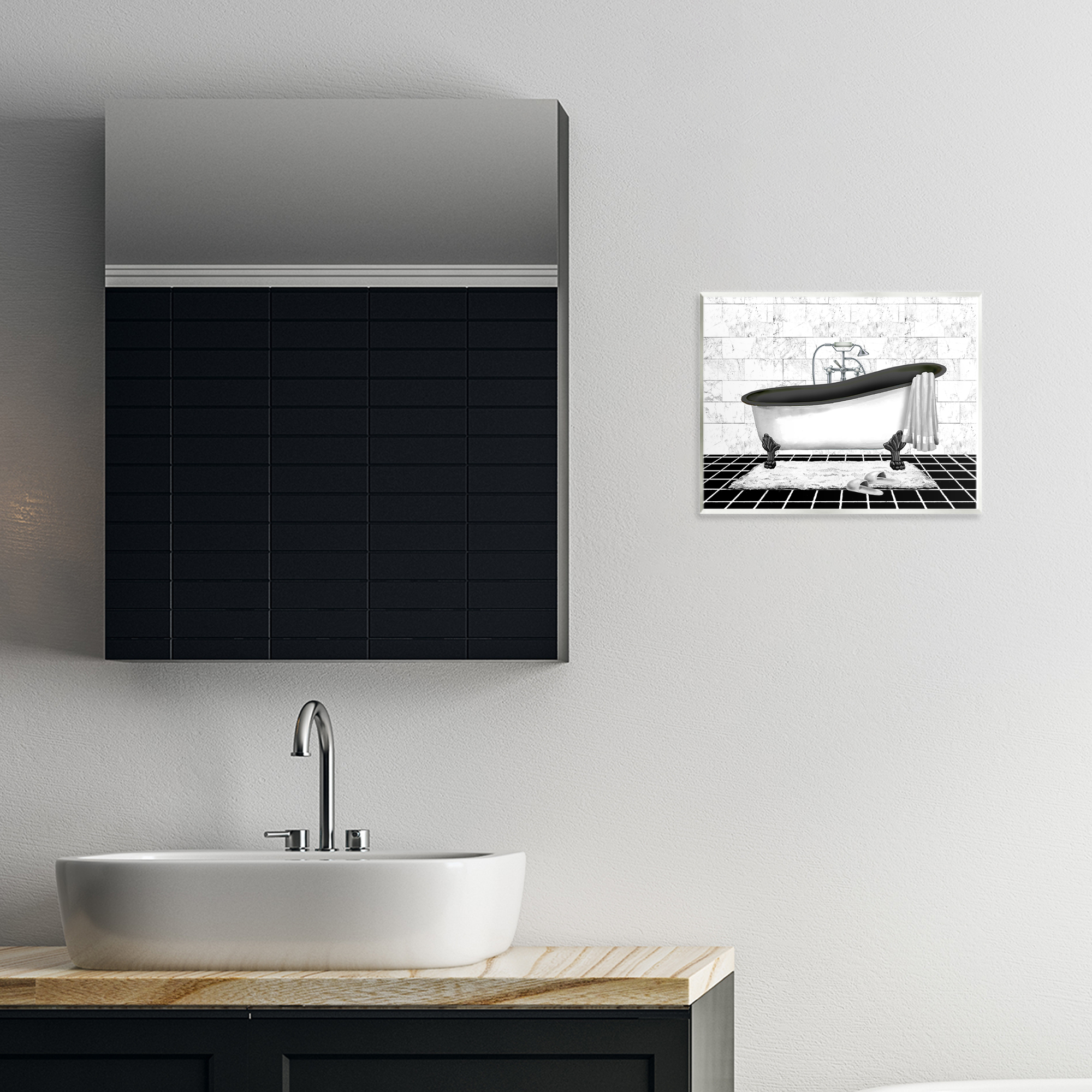 Stupell Industries Marble Pattern Bath Typography Painting Unframed Art Print Wall Art, 14 x 11