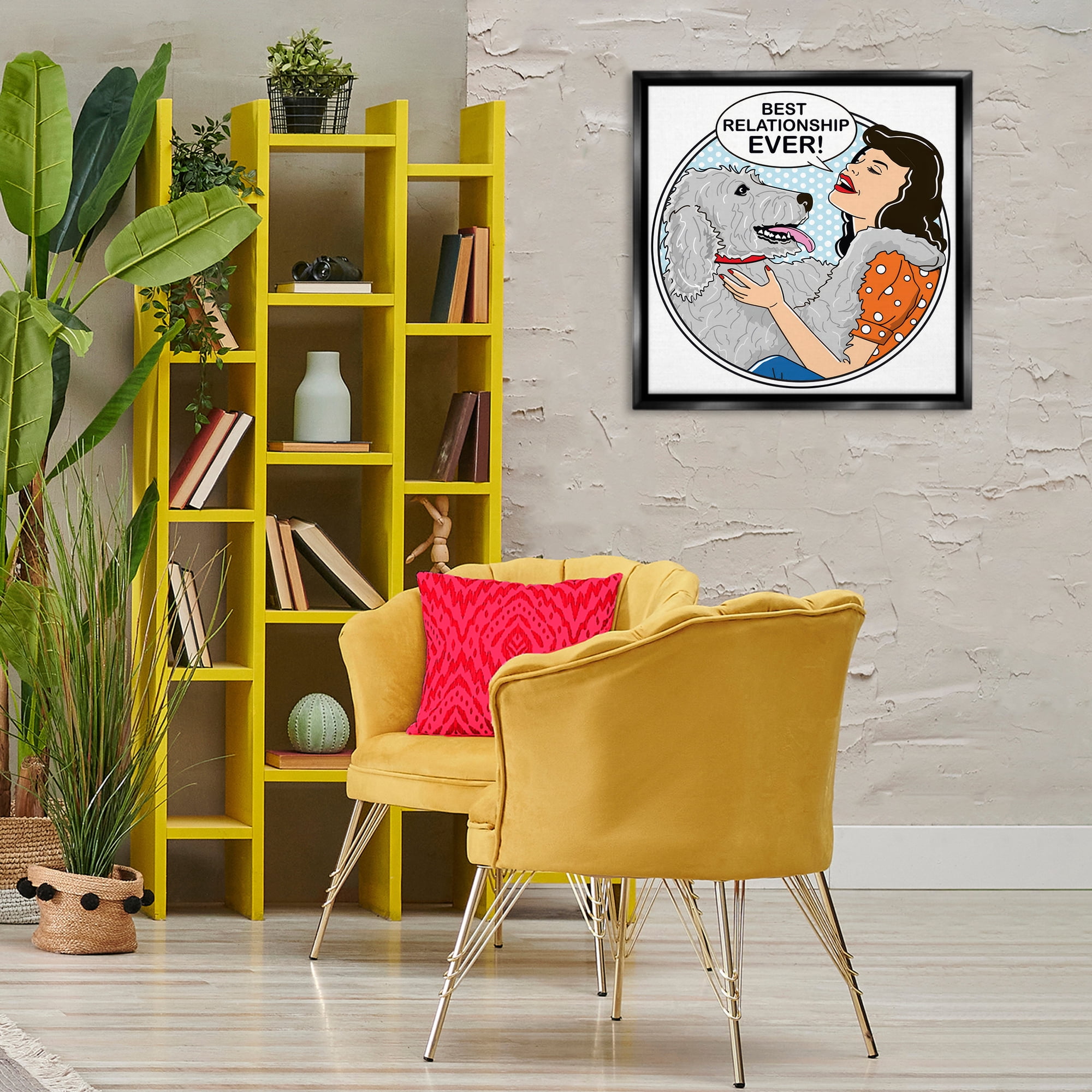 Stupell Industries Best Relationship Ever Dog Animals Painting Black Floater Framed Canvas Art Print Wall Art, 25 x 25