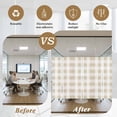 thumbnail image 5 of Beige Plaid Window Privacy Film, Spring Summer Farmhouse Buffalo Checkered Static Cling UV Sun Blocking Heat Control Window Tint Day and Night,Non-Adhesive One Way Windows Privacy Cover 17.7''x78.7'', 5 of 7