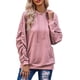 thumbnail image 1 of Sudadera con capucha plisada de manga larga con cuello redondo y bolsillo con cordón para mujer Rosa M, 1 of 6