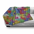 thumbnail image 3 of Video Games Soft Flannel Fleece Throw Blanket, Colorful Retro Gaming Computer Brick Blocks Image Puzzle Digital 90's Play, Cozy Plush for Indoor and Outdoor Use, 50" x 60", Multicolor, by Ambesonne, 3 of 6