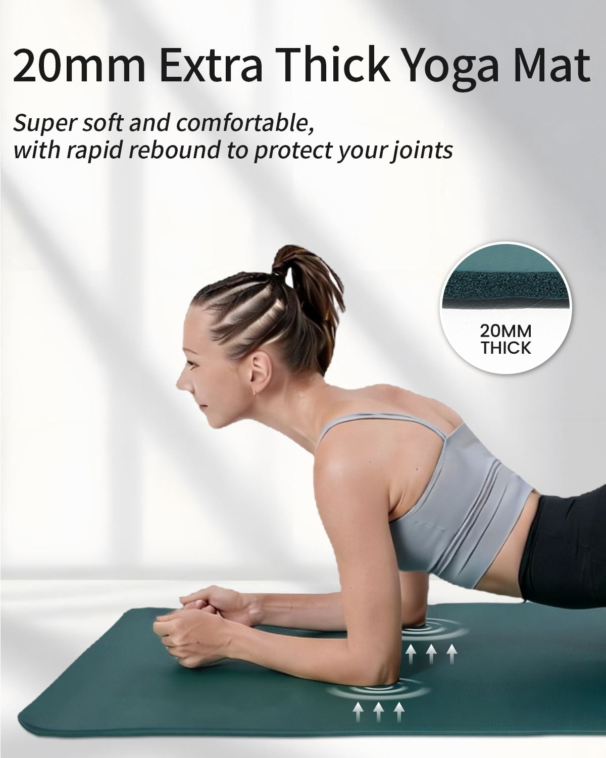 YR Yoga Mat Thick 4/5" High Density NBR Exercise Mat for Home Gym Workout, 76"X24" Green