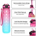 thumbnail image 2 of Botella de agua deportiva motivacional de 1 litro con pajita y cronómetro, botella de agua potable para niños sin BPA con hidrógeno para deportes y actividades al aire libre [rosa-azul], 2 of 3