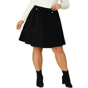MODA NOVA Juniors Plus Size Button Decor Elastic Waist A Line Skirt Black 4X