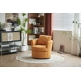 thumbnail image 5 of 29.5"W Swivel Barrel Chair, Comfy Round Sofa Chair with Back Pillow, Upholstered Accent Chair with Padded Cushions, Leisure Armchair Barrel Club Chair for Nursery, Hotel, Bedroom, Yellow, 5 of 9