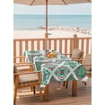 thumbnail image 2 of Outdoor Tablecloth with Umbrella Hole for Patio/Picnic/Party/Camping, Vintage Boho Waterproof Table Cloth Rectangle Table Cover Washable, Middle Century Bohemia Style Green (54"x 80"), 2 of 8