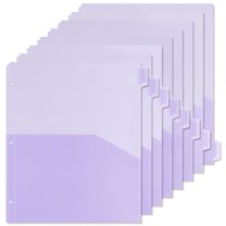 NISHUNA 8 Pcs Binder Pockets for Organizing Schedules Plastic Binder Pockets File Document Pockets 3-Holes Punched Binder Pockets (A4)