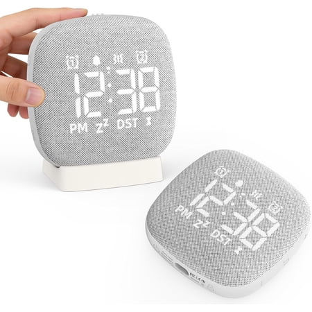 Pillow Alarm Clock with Sound Machine, 36 Soothing Sounds & Vibrating | Dual Alarm White Noise Bed Shaker, 48H Rechargeable Battery, 5-Level Dim, 3 Snooze, 30 Vols 10 Timers, for Adults/Baby/Travel