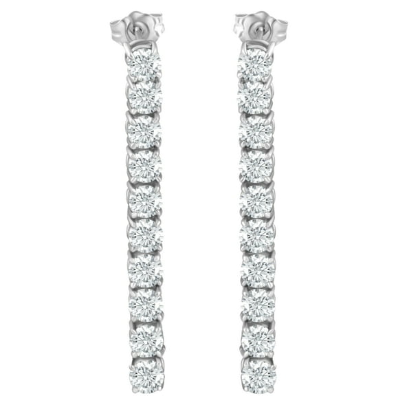 Pompeii 3 1/2Ct TW Real Diamond Dangle Earrings Women's Studs 14K White Gold 1 1/2" Tall