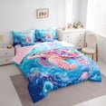 thumbnail image 3 of Homewish Pink Sea Turtle Bedding Comforter Set 7pcs for Kid, Dreamy Groovy Flower King Bedding Sets, Blue Ocean Theme Reversible Bed Sheets, Luxury Bedroom Decor, 3 of 7