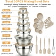 thumbnail image 6 of Mixing Bowls with Airtight Lids Set, 30 PCS Stainless Steel Mixing Bowls Set with Colander & Grater, Kitchen Serving Gadgets and Accesseries, Size 4.5, 3, 2.5, 2,1.5,1, 0.75 QT, Khaki, 6 of 7