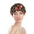 thumbnail image 2 of Colorful Rose Flowers Shower Cap, Reusable Bath Hair Hat for all Hair Lengths Hair Cover with Elastic Band Double Waterproof Layers Bathing Hat, 2 of 5