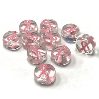 820PCS+ Breast Cancer Awareness Beads Charms for Jewelry Making, Enamel  Pink Ribbon Charms Assorted Pink Loose Beads Letter Beads for Bracelet