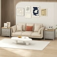 thumbnail image 4 of Gymax 2 PCS Nightstand Farmhouse Side End Table w/ Solid Wood Legs & 2 Drawers Gray, 4 of 8
