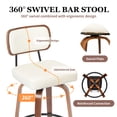 thumbnail image 4 of CRERIYO 360° Swivel Counter Height Bar Stool Set of 1, PU Leather Upholstered Bar Chair with Bentwood Legs and Backrest for Kitchen Island, White, 4 of 8