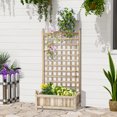 thumbnail image 2 of Outsunny Raised Garden Bed w/ Trellis Wood Garden Planter Box Natural Wood, 2 of 9