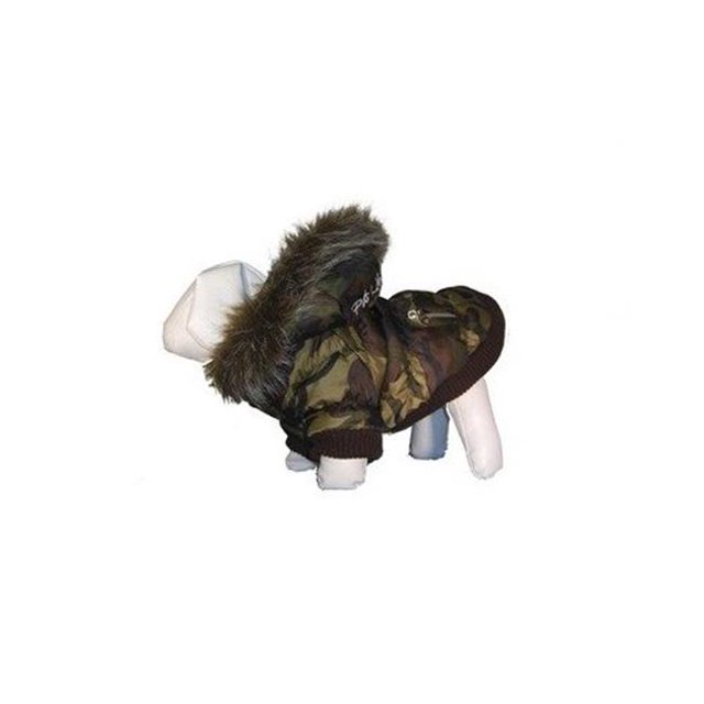 Pet Life 1DSLG Large Deer Pattern Fashion Parka with Removable Hood