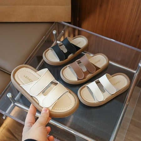 

Trendy Cute Solid Color Open Toe Slippers For Boys Breathable Lightweight Slippers For All Seasons