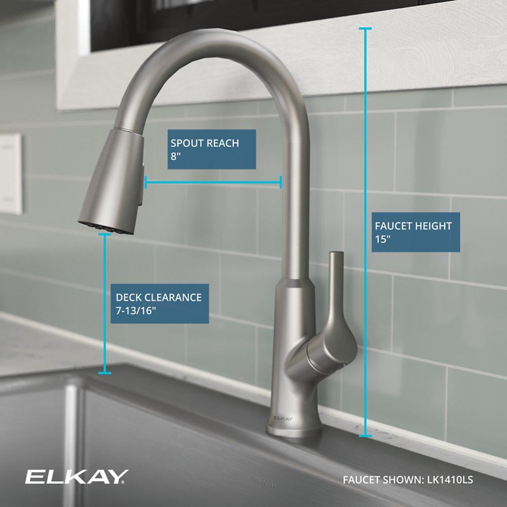 Elkay LK1410LS Single-Handle 2-Setting Pull-Down Spray Kitchen Faucet (Lustrous Steel)