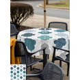 thumbnail image 4 of Bohemia Outdoor Tablecloth - 60x60 Inch Square Dining Table Cover, Vintage Moroccan Geometric Pattern Blue Green Gray Waterproof Outdoor Table Cloth with Umbrella Hole & Zipper for Picnic/Patio/Party, 4 of 7