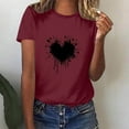 thumbnail image 5 of Itsame Summer Casual Loose T-Shirt for Womens Printed Oversized Short Sleeved Tops Relaxed Round Neck Blouses Wine Size 3XL, 5 of 6