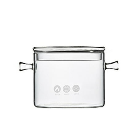 

Heat Resistant Soup Pot Glass Cooking Pot Transparent Stew Pot Pan Instant Noodle Pot Noodles Bowls for Home Kitchen Restaurant (1L Flat Cover)