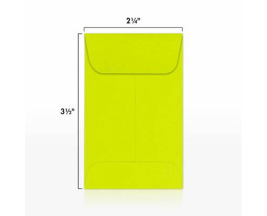 LUXPaper #1 Coin Envelopes w/ Moistenable Glue, Wasabi Green, 2 1/4in x 3 1/2in, 80lb, 1000/Pack