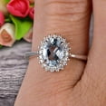 thumbnail image 4 of 1.75 Carat 8x6mm Oval Cut Aquamarine Engagement Ring With 10k White Gold Halo Flower Prong Set, 4 of 5